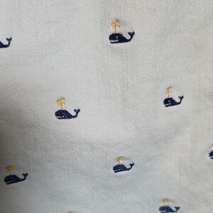 Lilly Pulitzer Blue and White Cropped Ankle Jeans, Embroidered Whales.